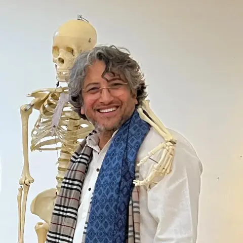Sanjeev with skeleton