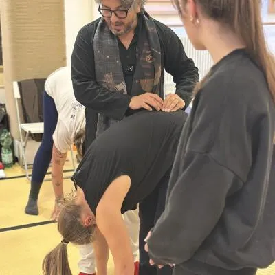 A girl learning yoga