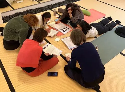 A group of students studying